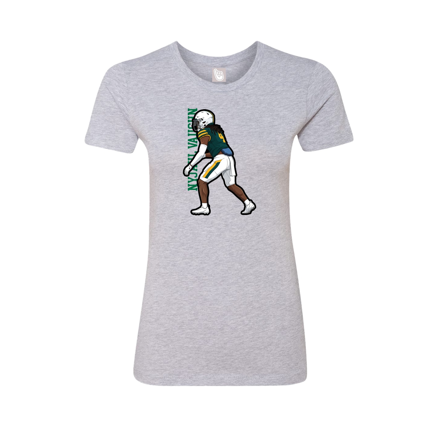 Fitted Women's Tee — Name Vertical in Grey