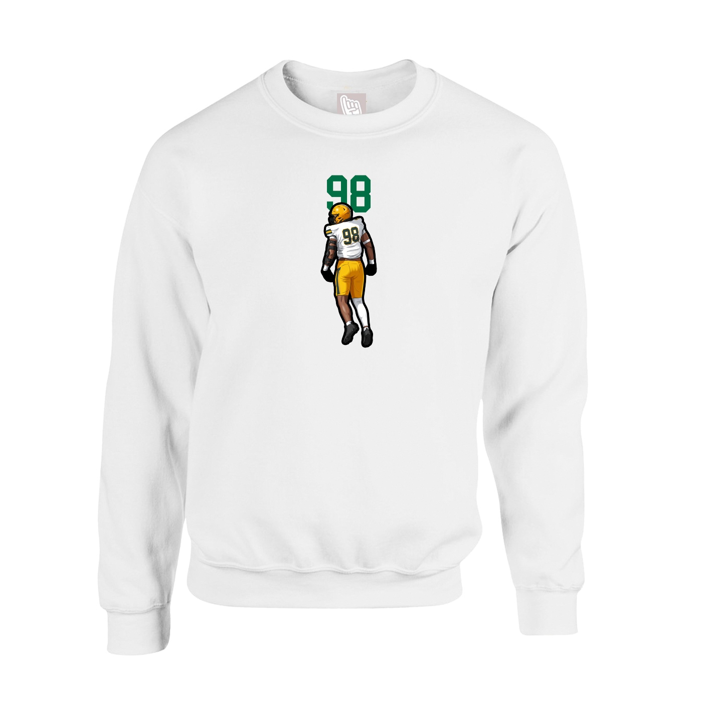 Fleece Crew — Number Top in White