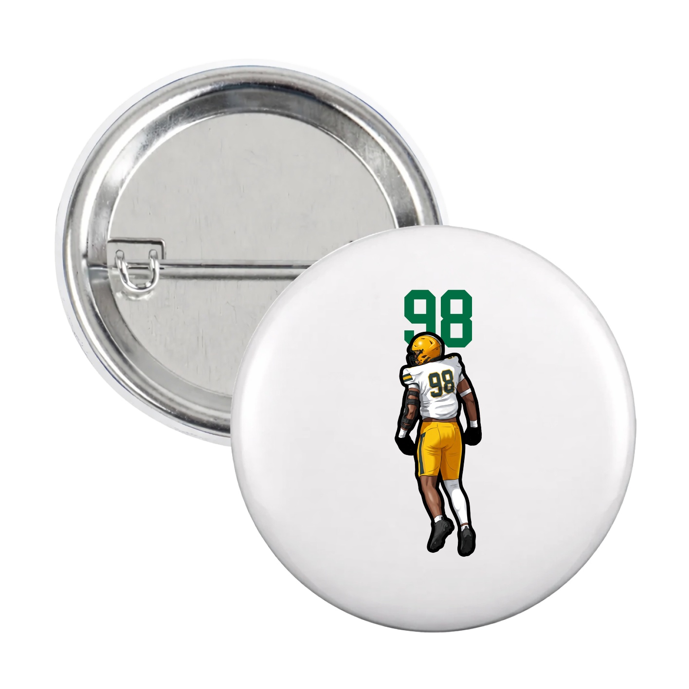 Game Day Button — Number Top in White