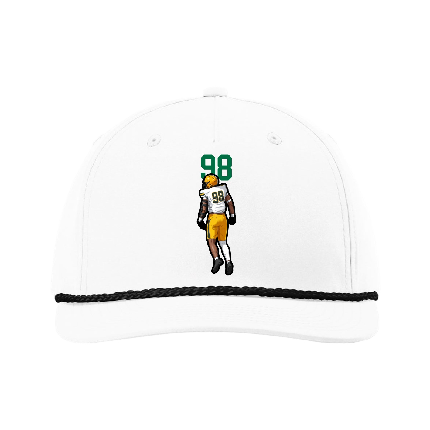 Five-Panel Classic Rope Cap — Number Top in White