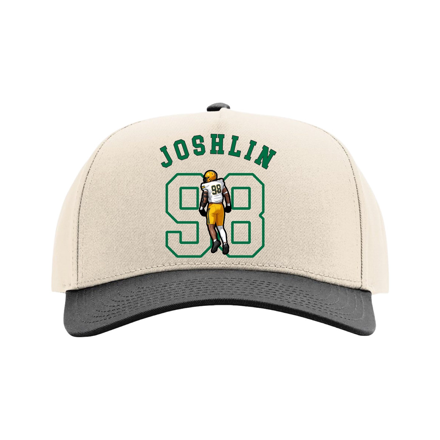 Full Fabric Five-Panel Champ Cap — Shirsey Arch in Cream/Black