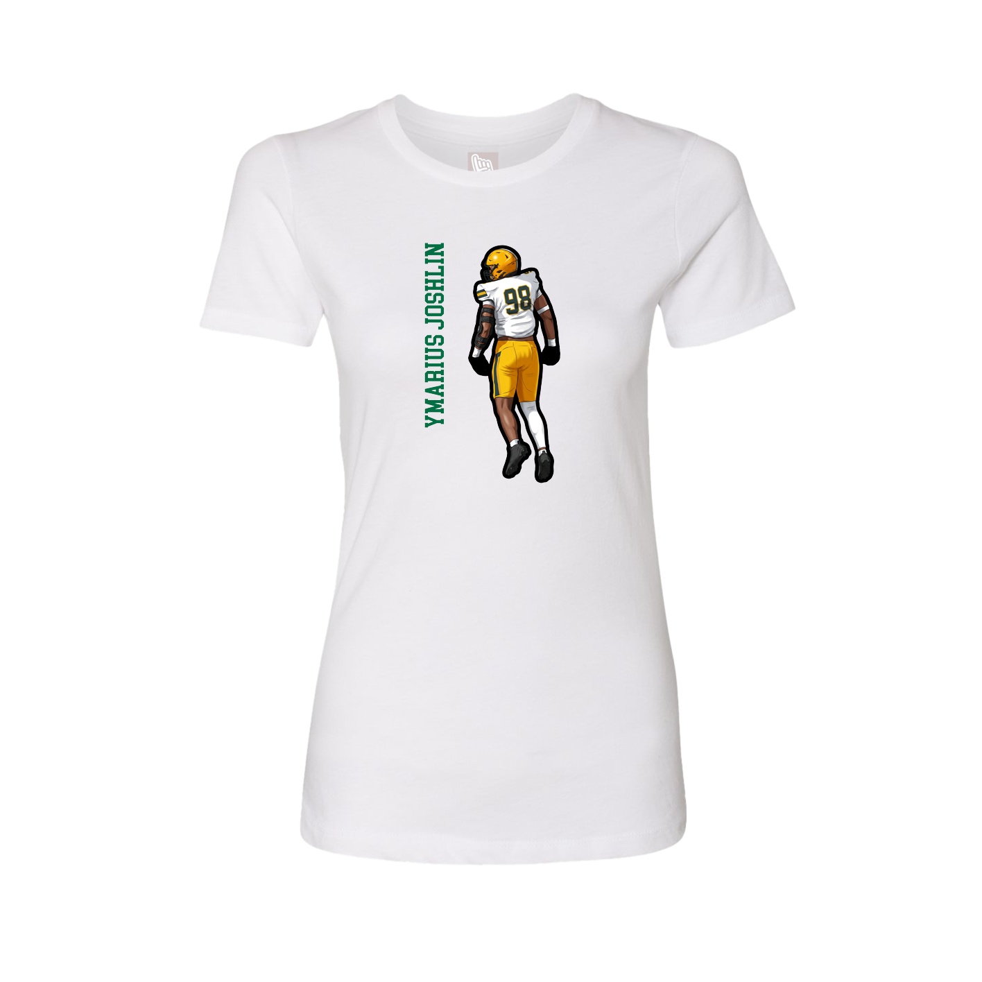 Womens Tee — Name Vertical in White