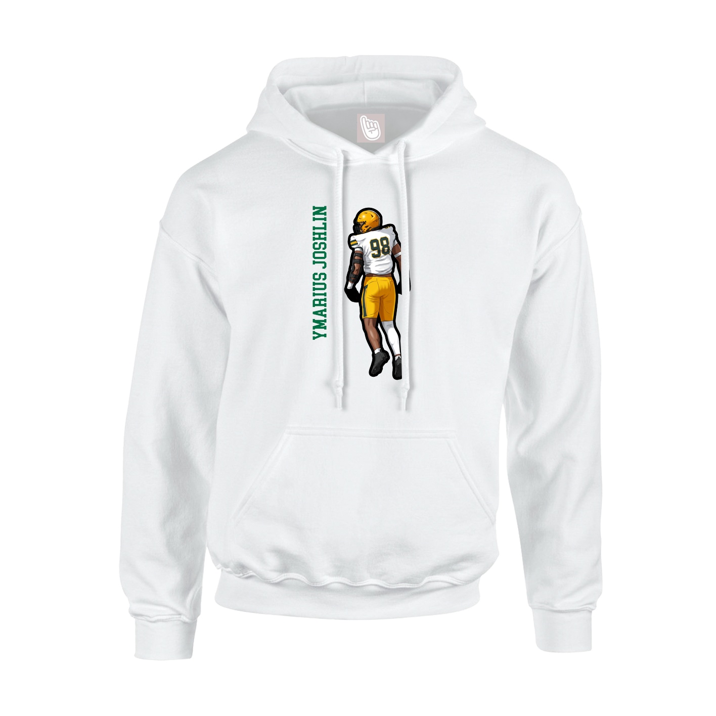 Youth Hoodie — Name Vertical in White