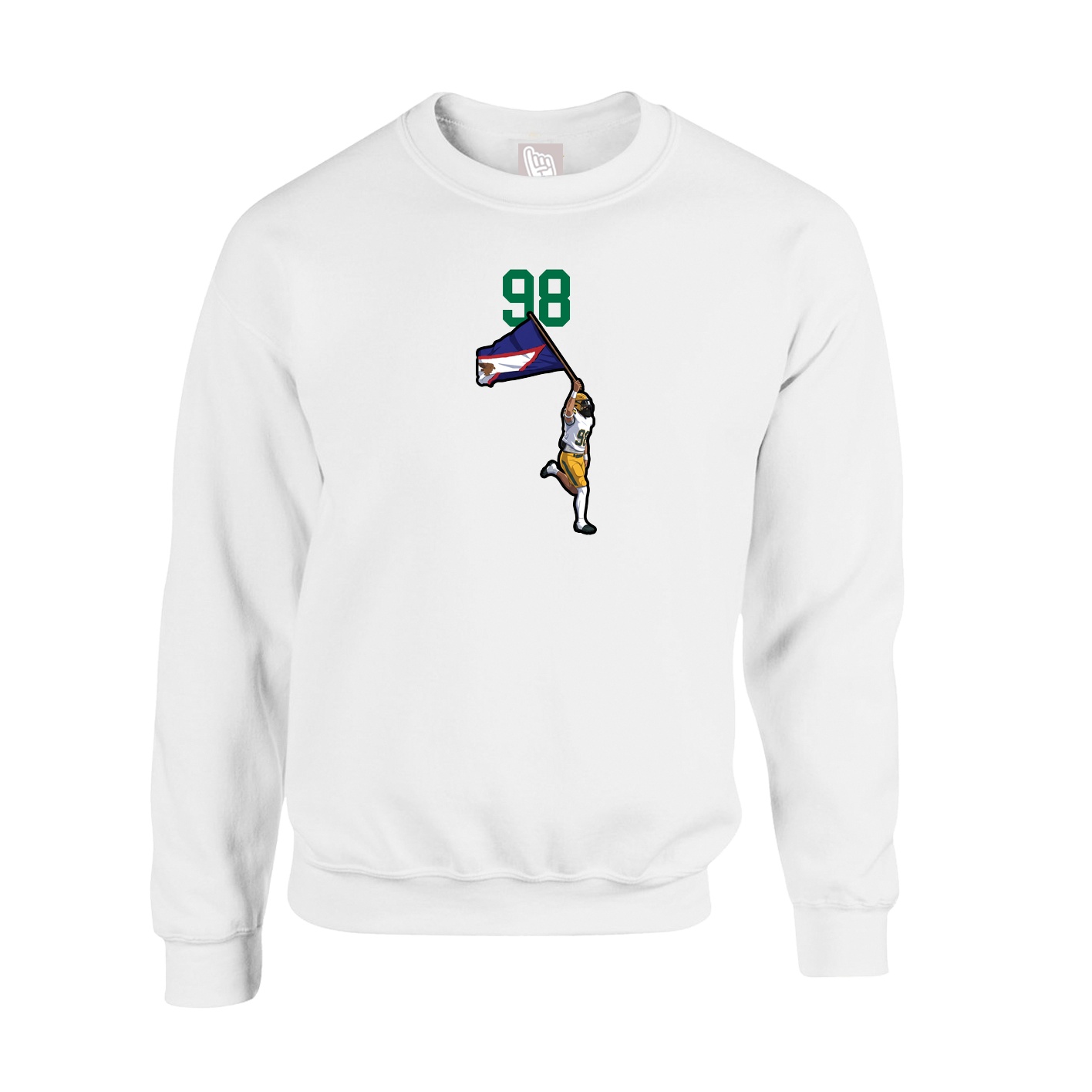 Fleece Crew — Number Top in White