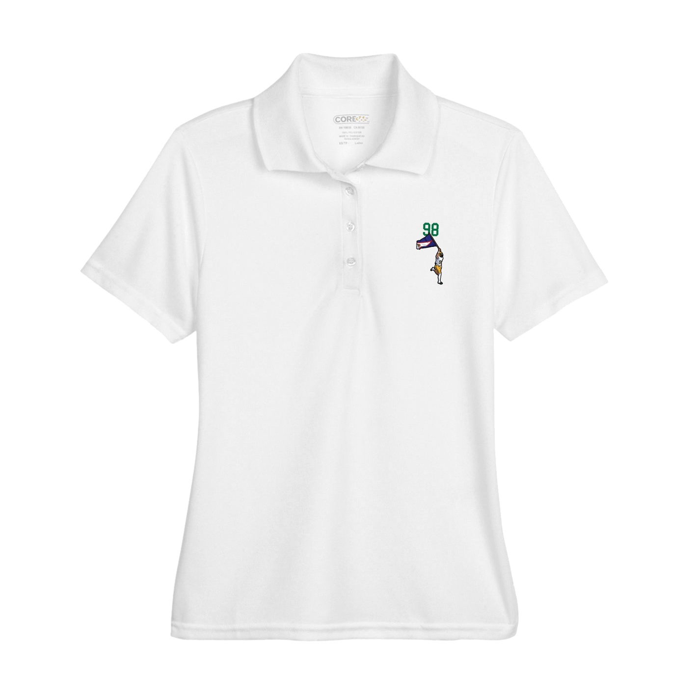Womens Performance Polo — Number Top in White
