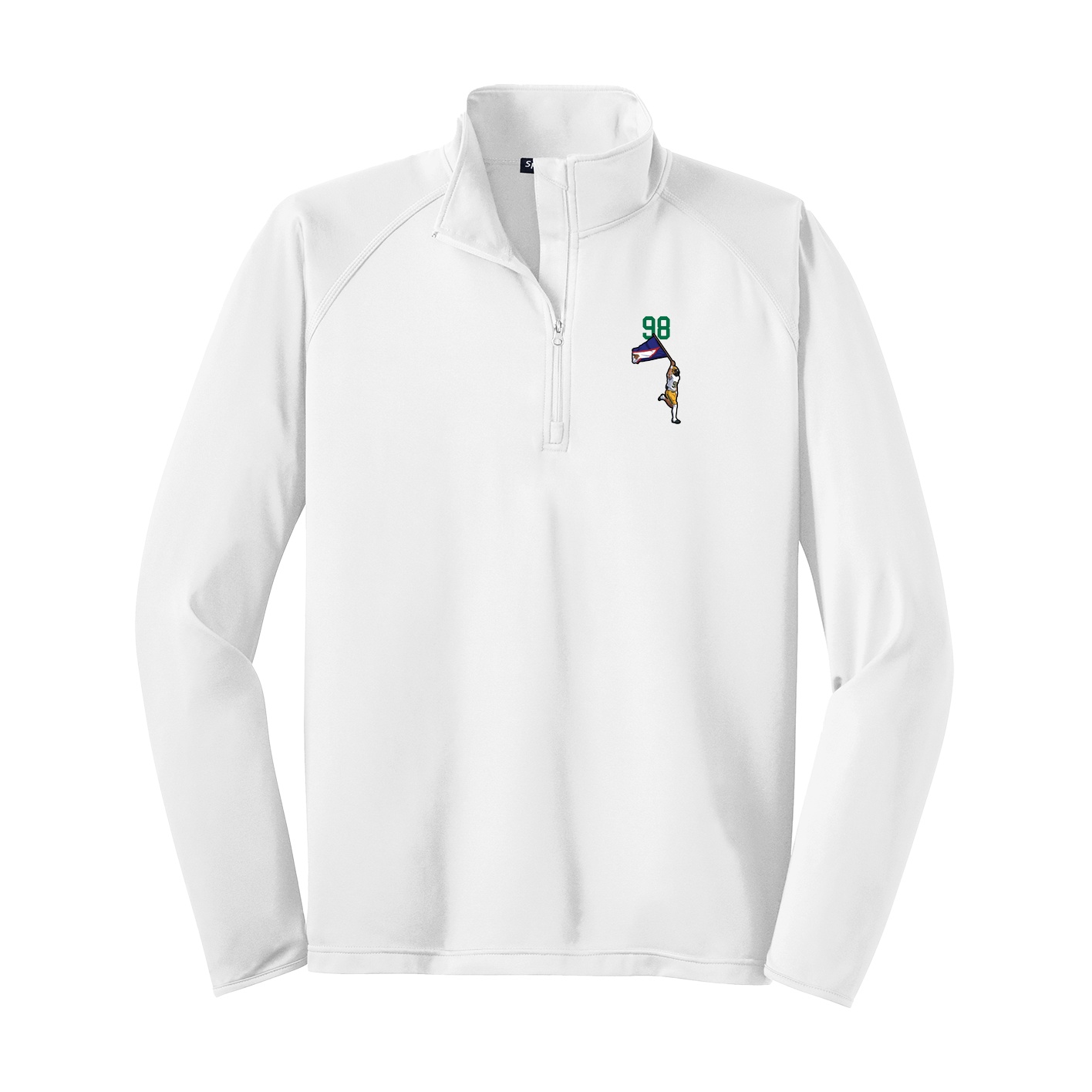 Q-Zip Pullover — Number Top in White