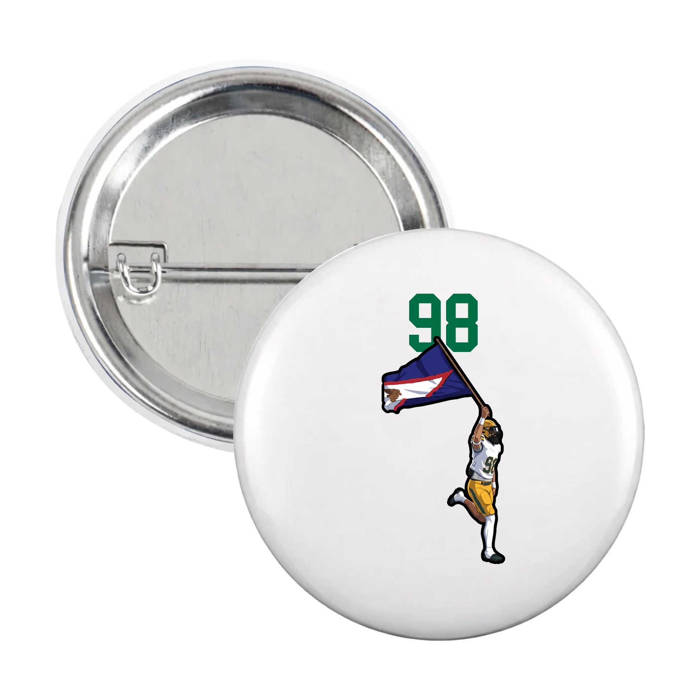 Game Day Button — Number Top in White