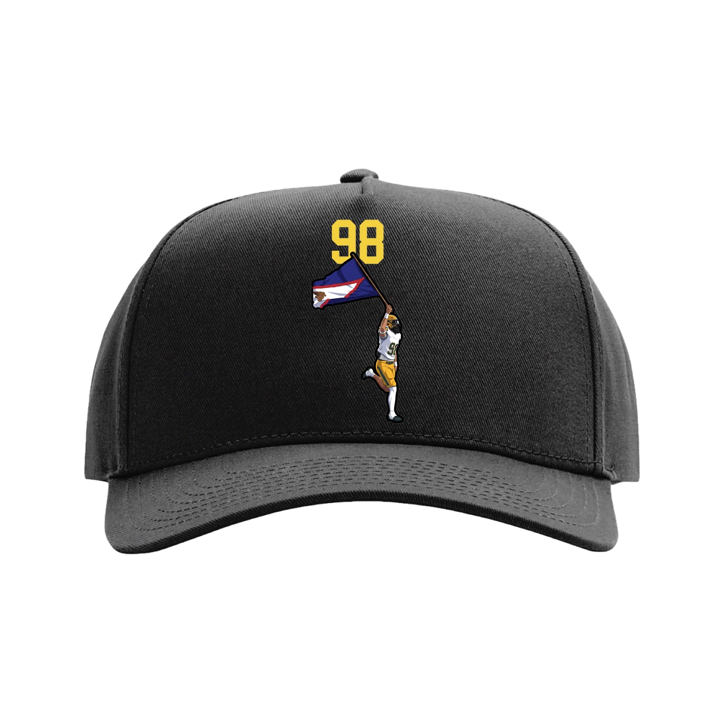 Full Fabric Five-Panel Champ Cap — Number Top in Black