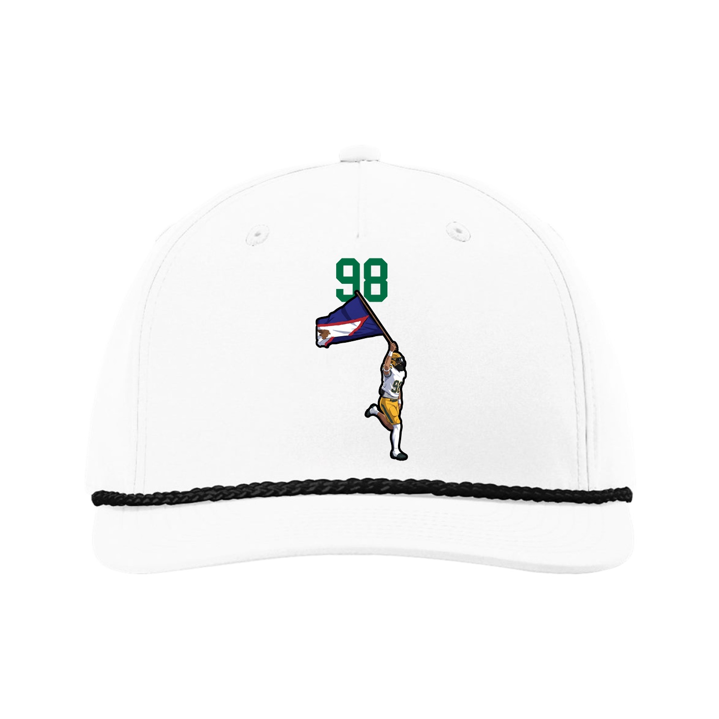 Five-Panel Classic Rope Cap — Number Top in White