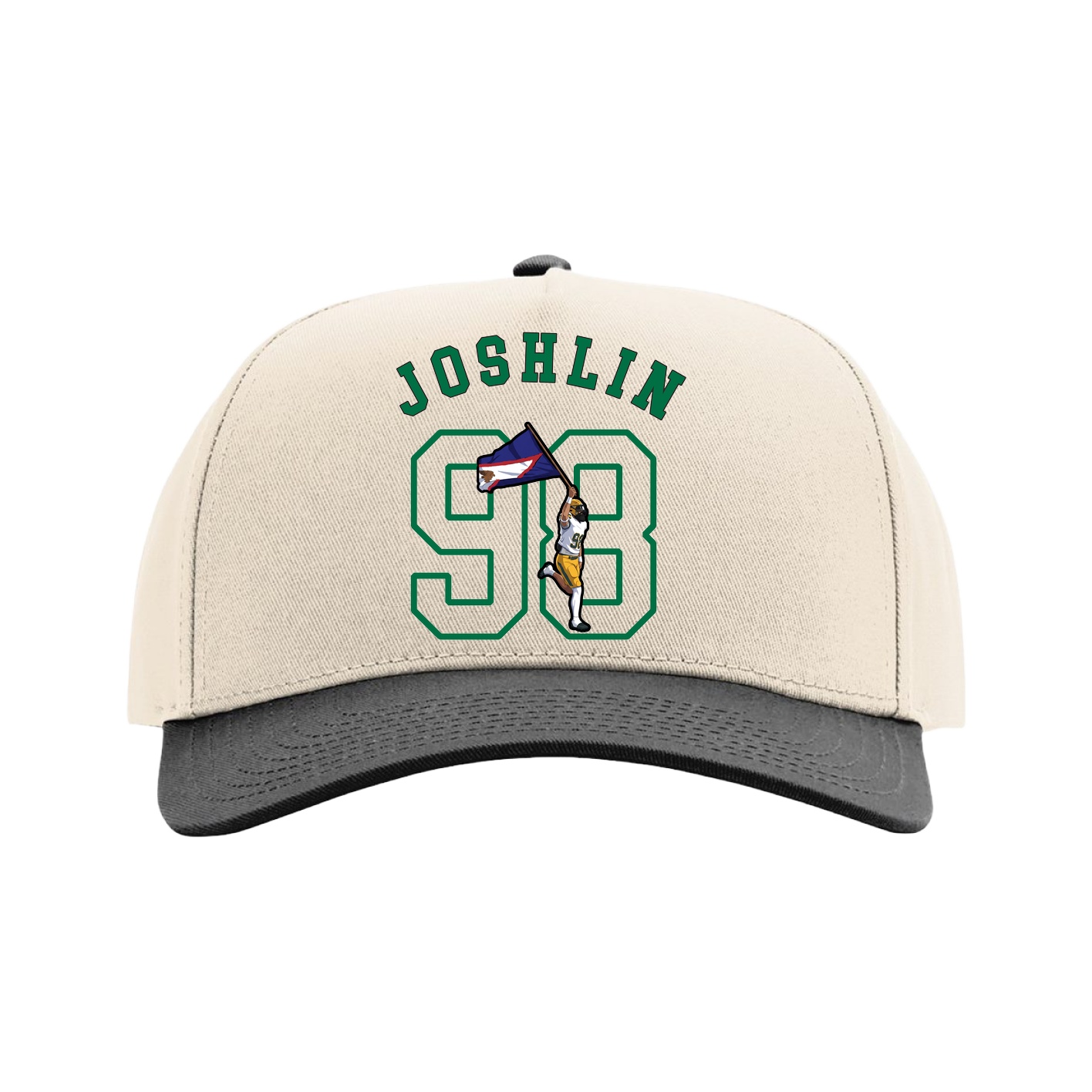 Full Fabric Five-Panel Champ Cap — Shirsey Arch in Cream/Black