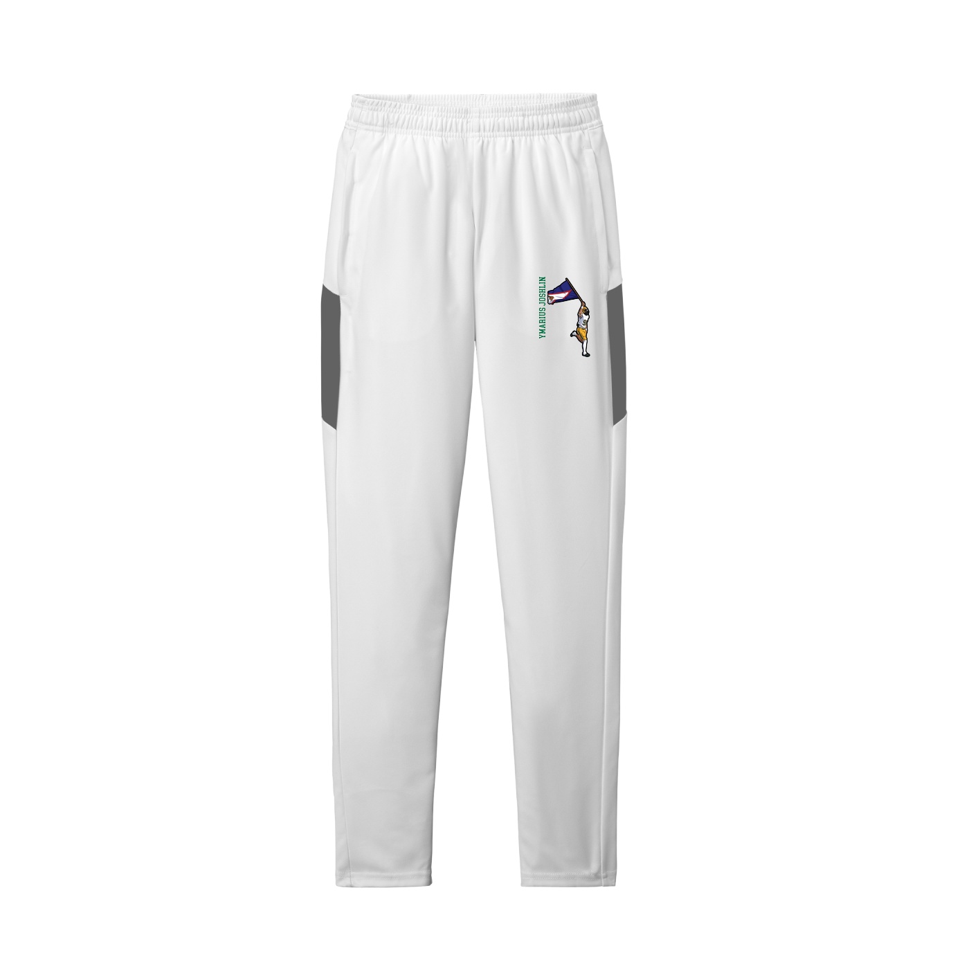 Team Travel Pant — Name Vertical in White/Grey