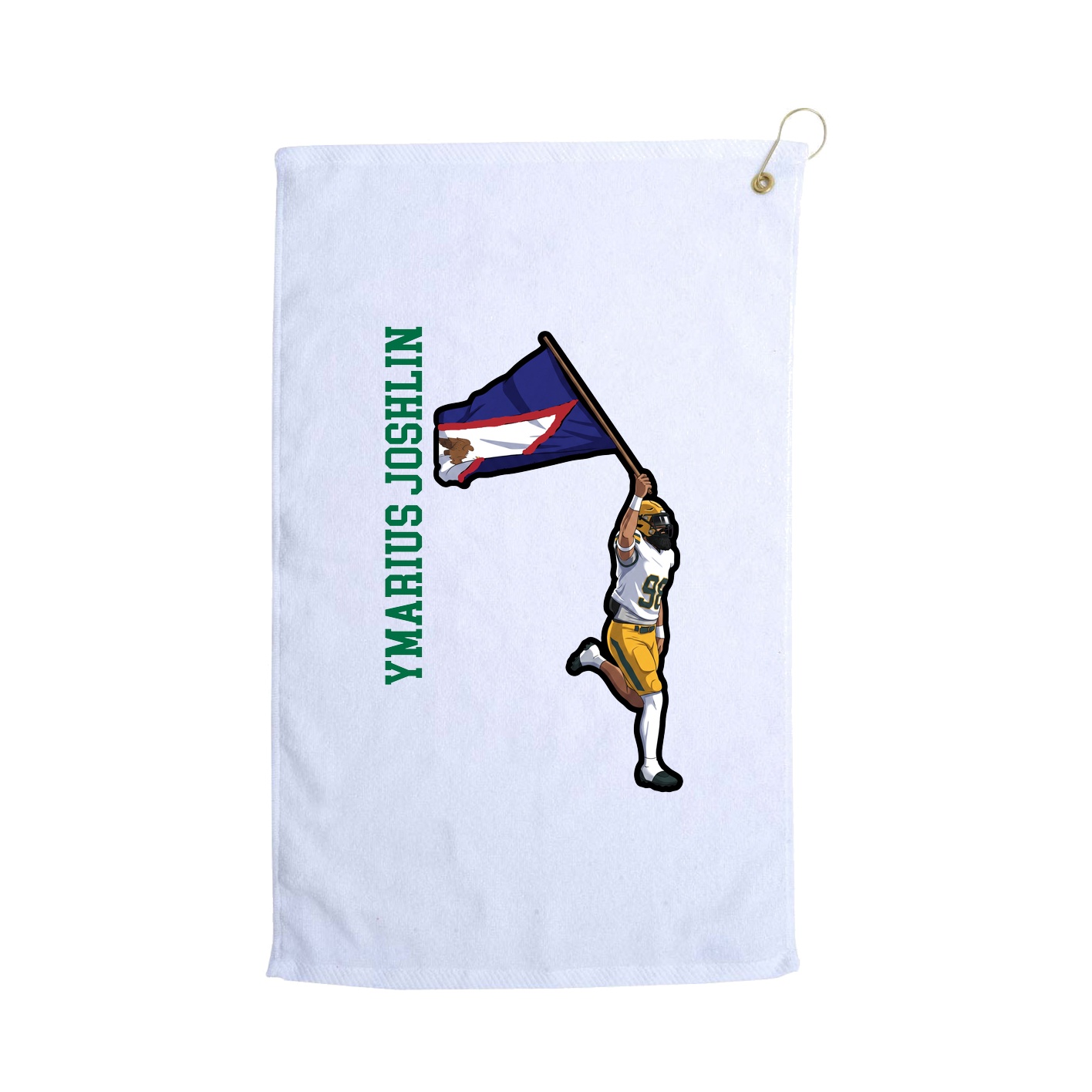 Golf Towel — Name Vertical in White