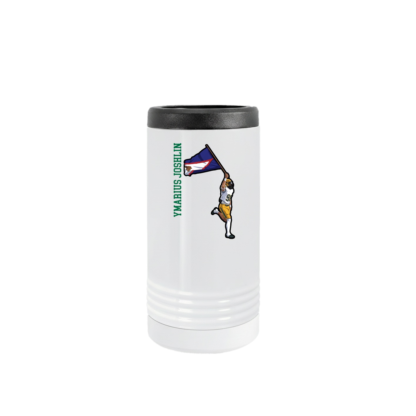 Slim Beverage Holder — Name Vertical in White