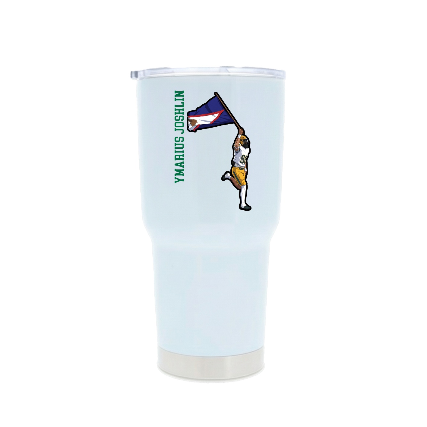 30oz Stainless Steel Tumbler — Name Vertical in White