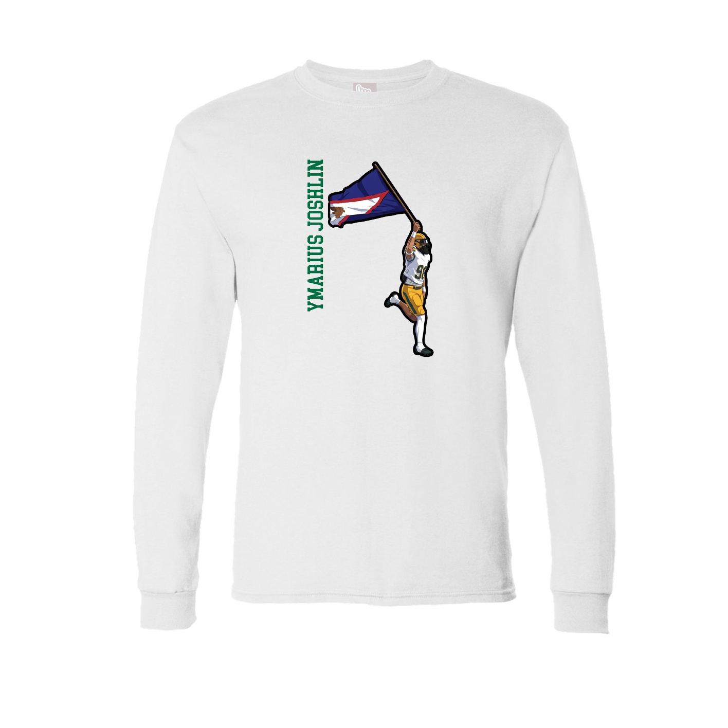Long Sleeve Tee — Name Vertical in White