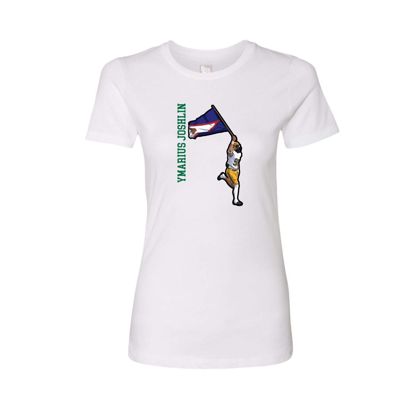 Womens Tee — Name Vertical in White