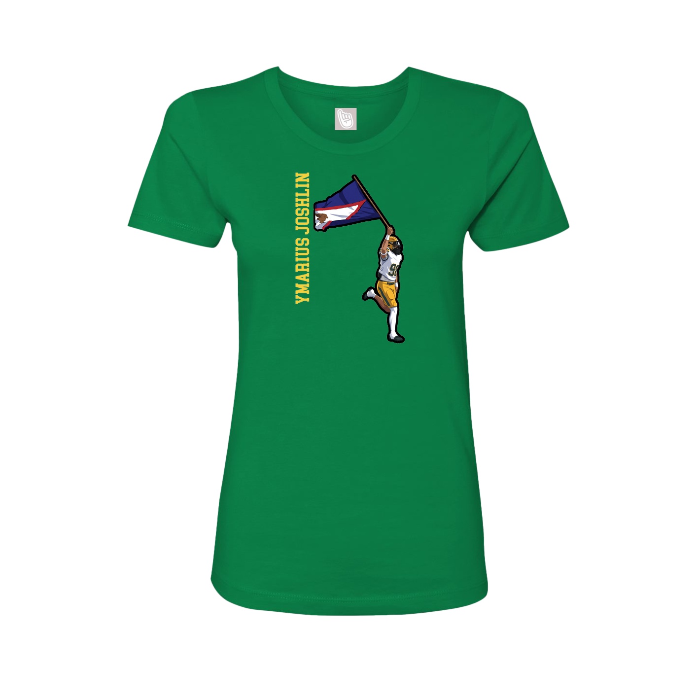 Fitted Women's Tee — Name Vertical in Green