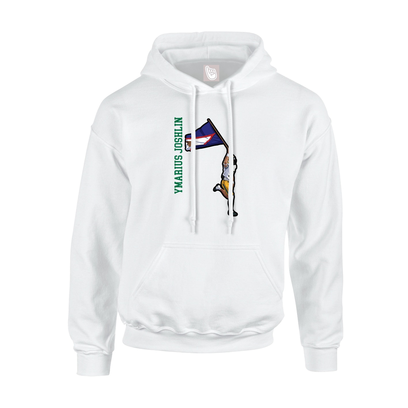 Youth Hoodie — Name Vertical in White
