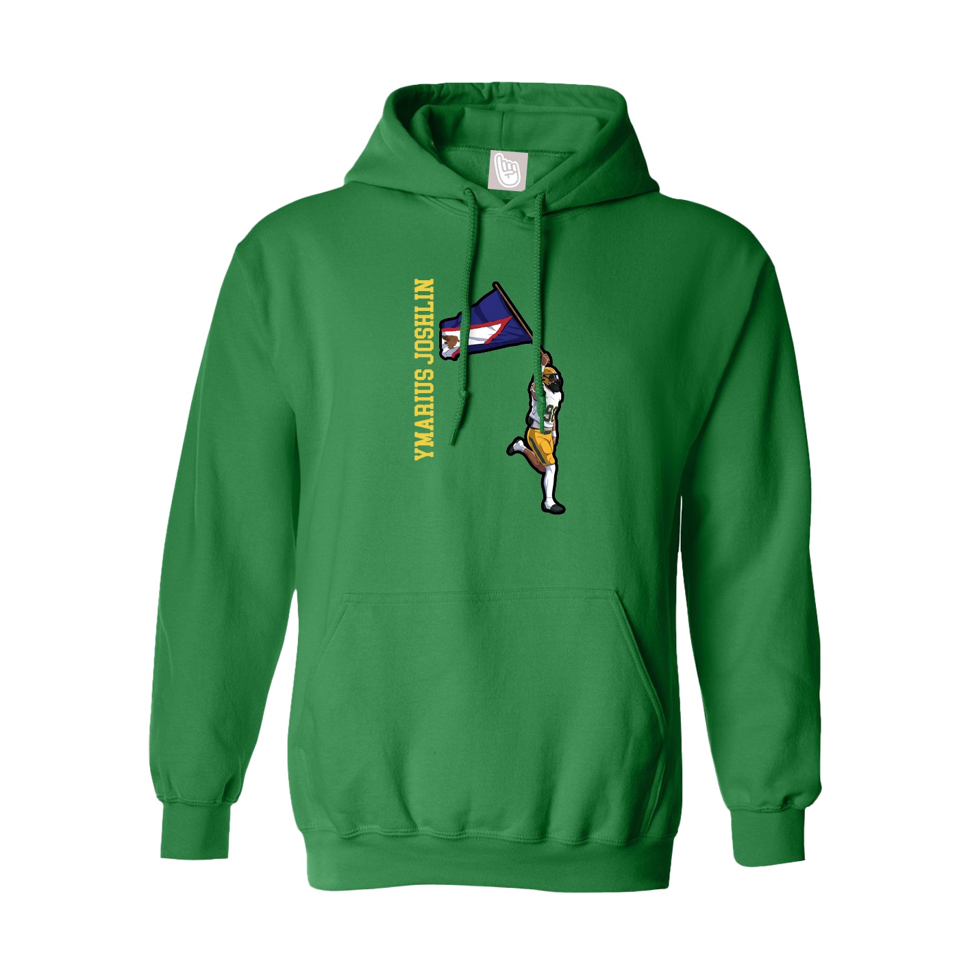 Youth Hoodie — Name Vertical in Green