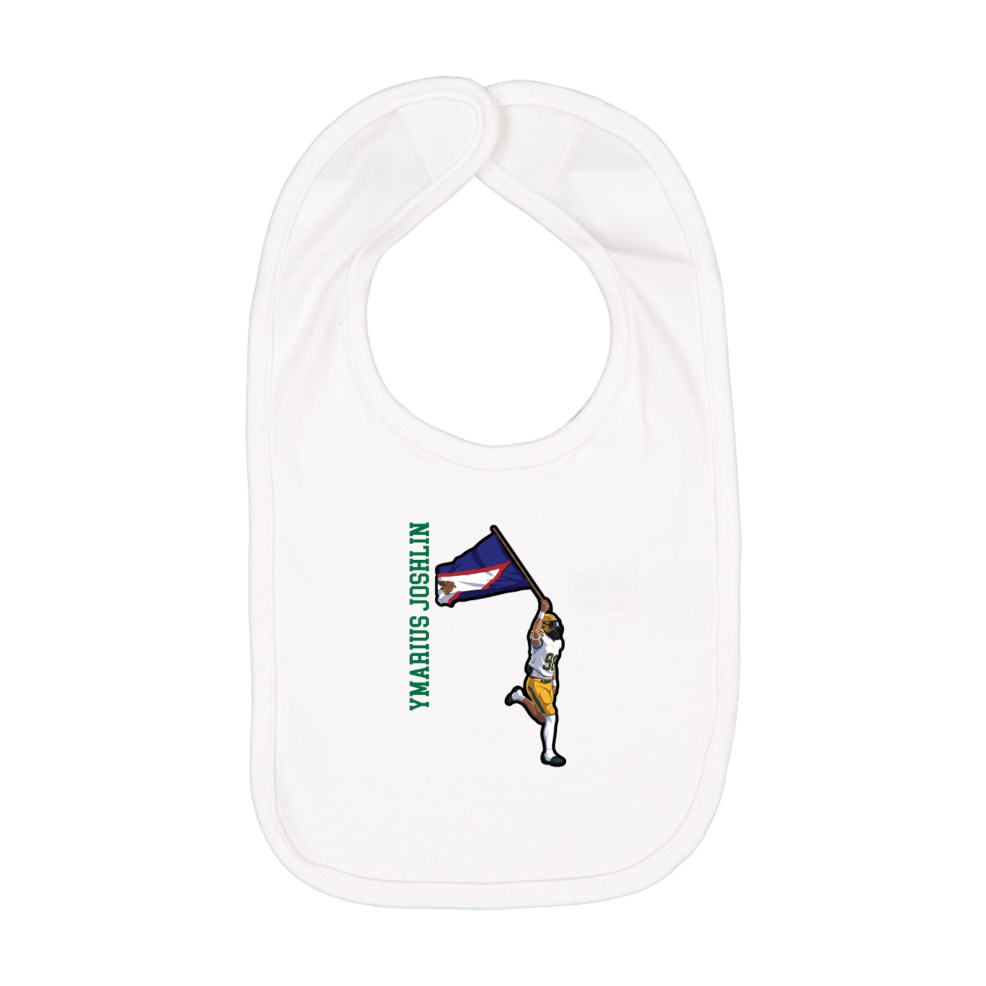 Infant Bib — Name Vertical in White
