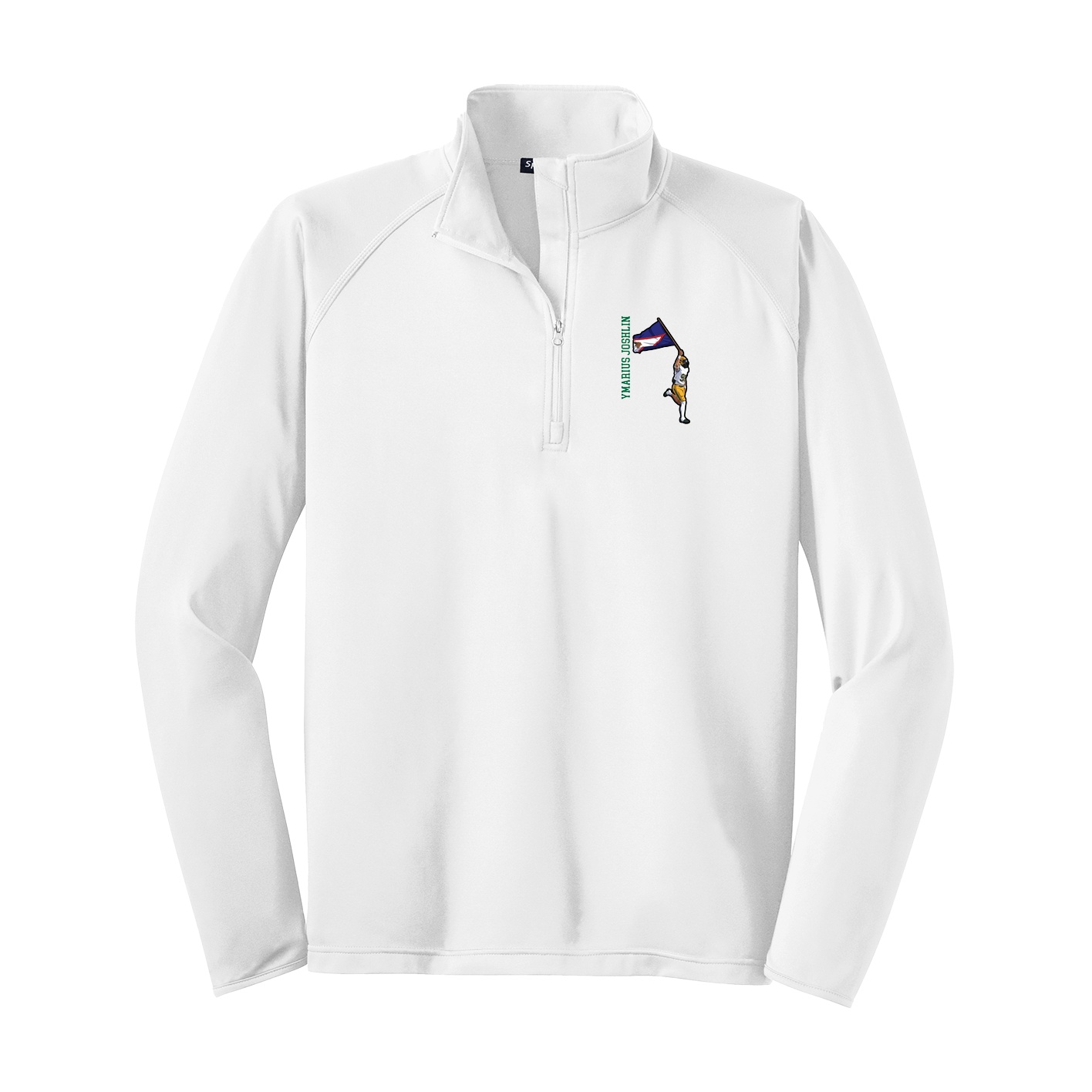 Q-Zip Pullover — Name Vertical in White