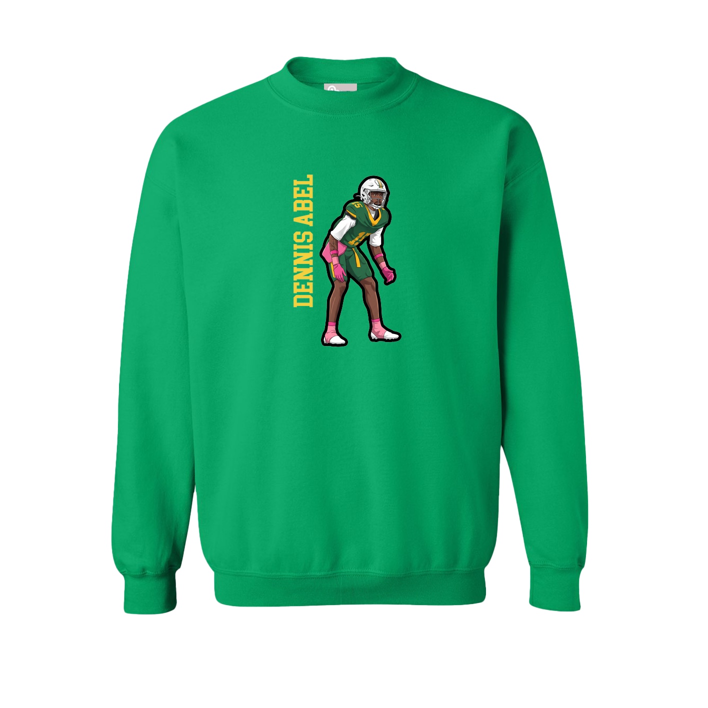 Fleece Crew — Name Vertical in Green