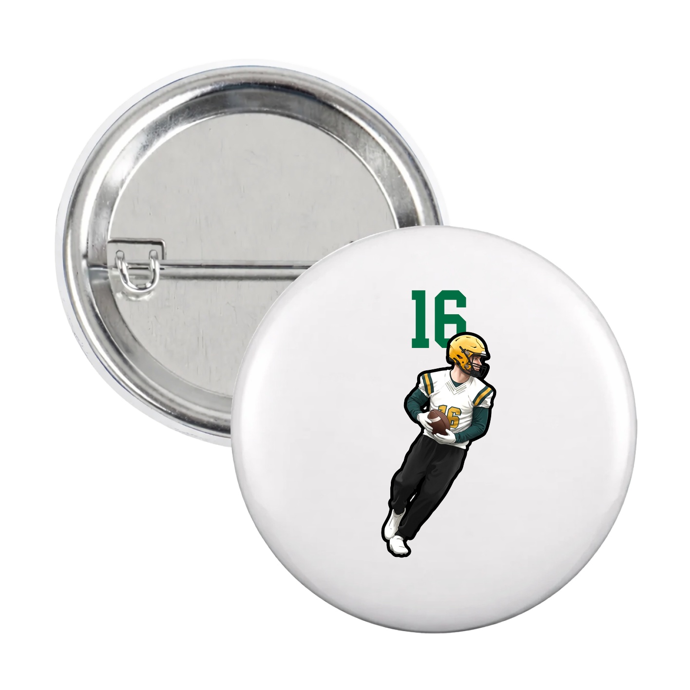 Game Day Button — Number Top in White