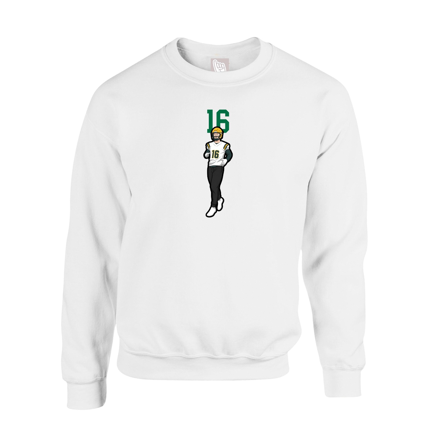 Fleece Crew — Number Top in White