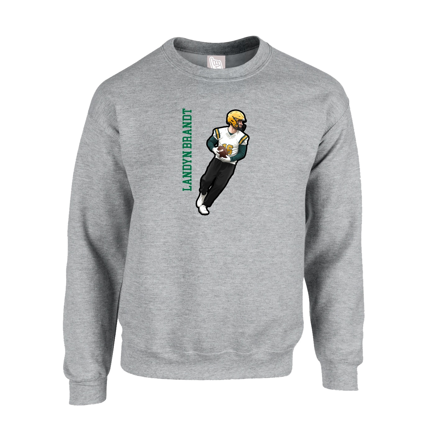 Fleece Crew — Name Vertical in Grey