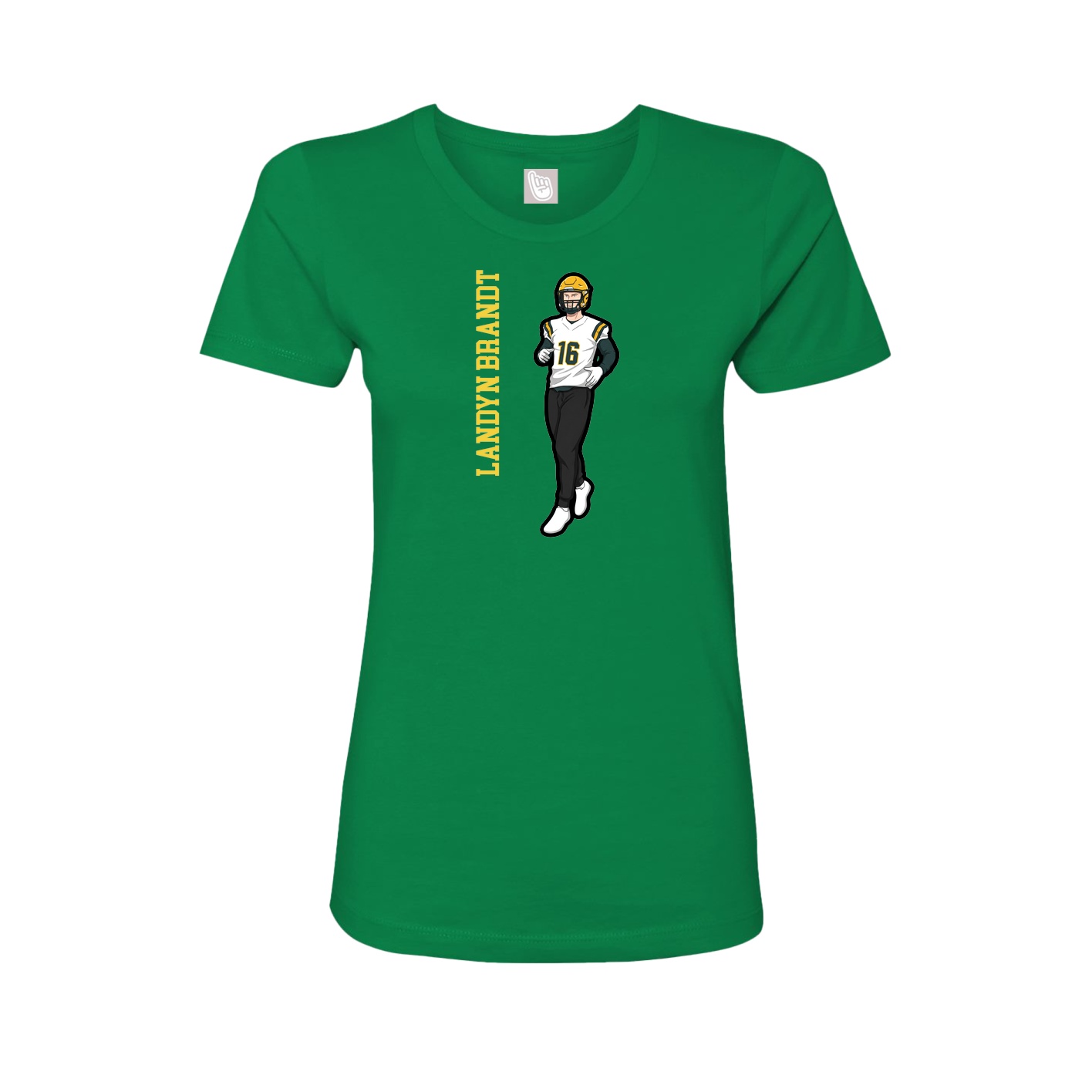 Fitted Women's Tee — Name Vertical in Green