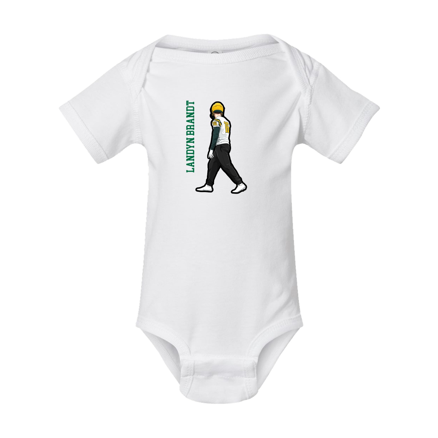 Baby Onesie — Name Vertical in White
