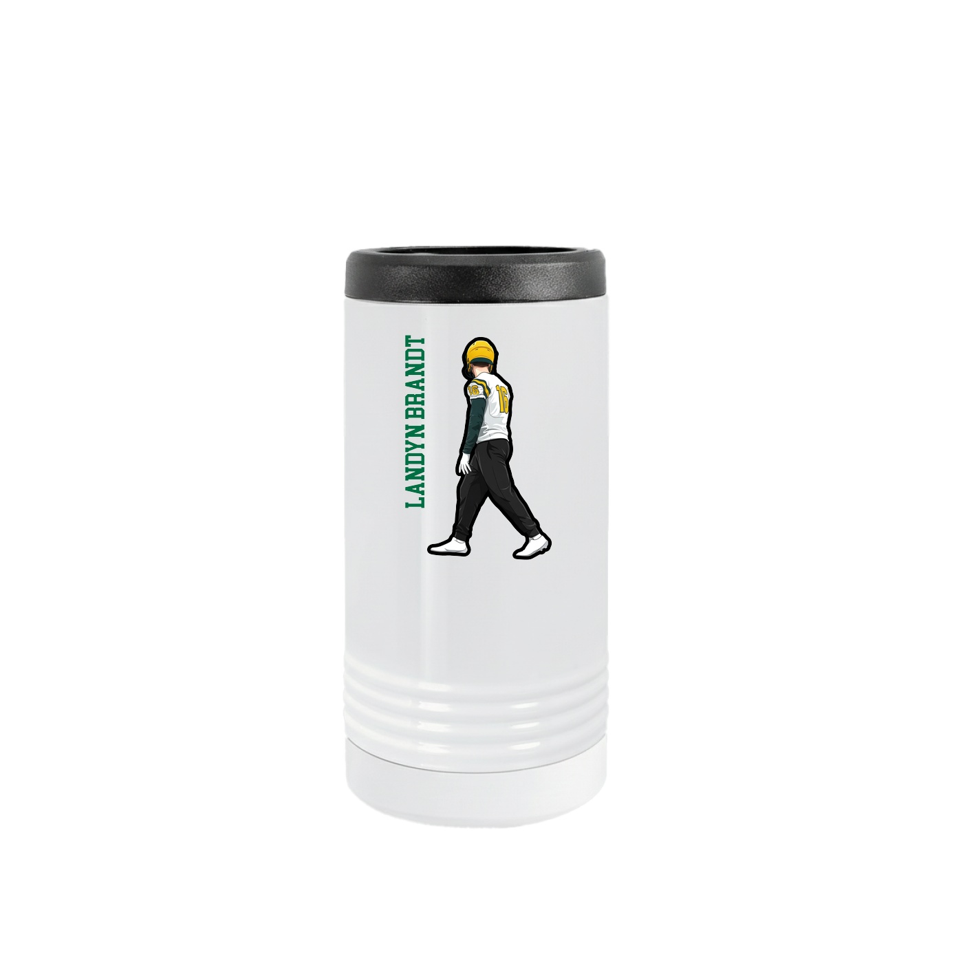 Slim Beverage Holder — Name Vertical in White