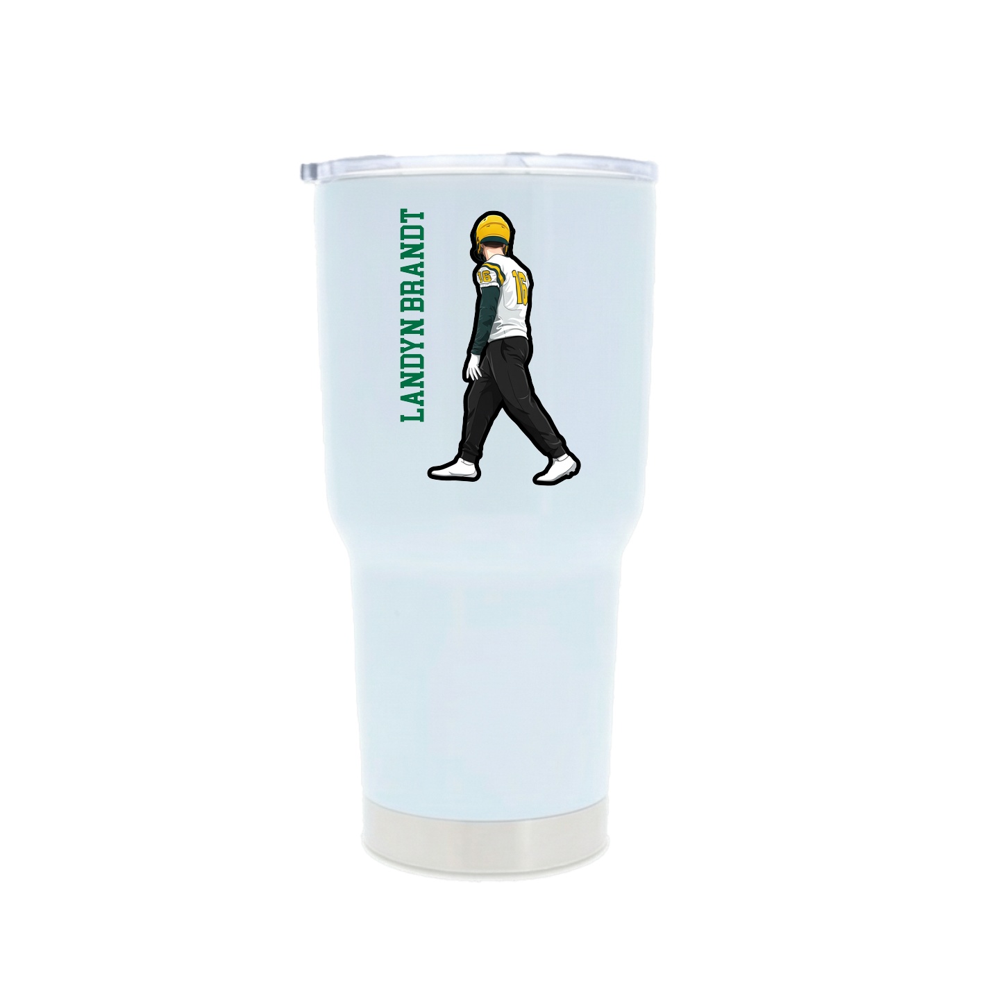 30oz Stainless Steel Tumbler — Name Vertical in White