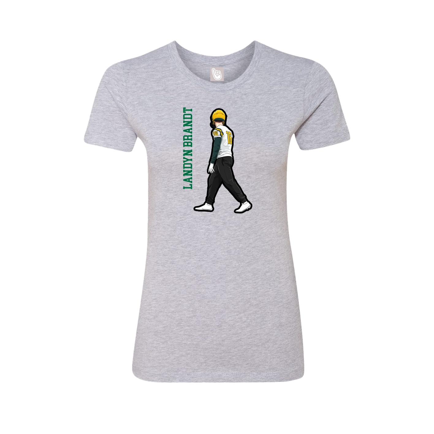 Fitted Women's Tee — Name Vertical in Grey