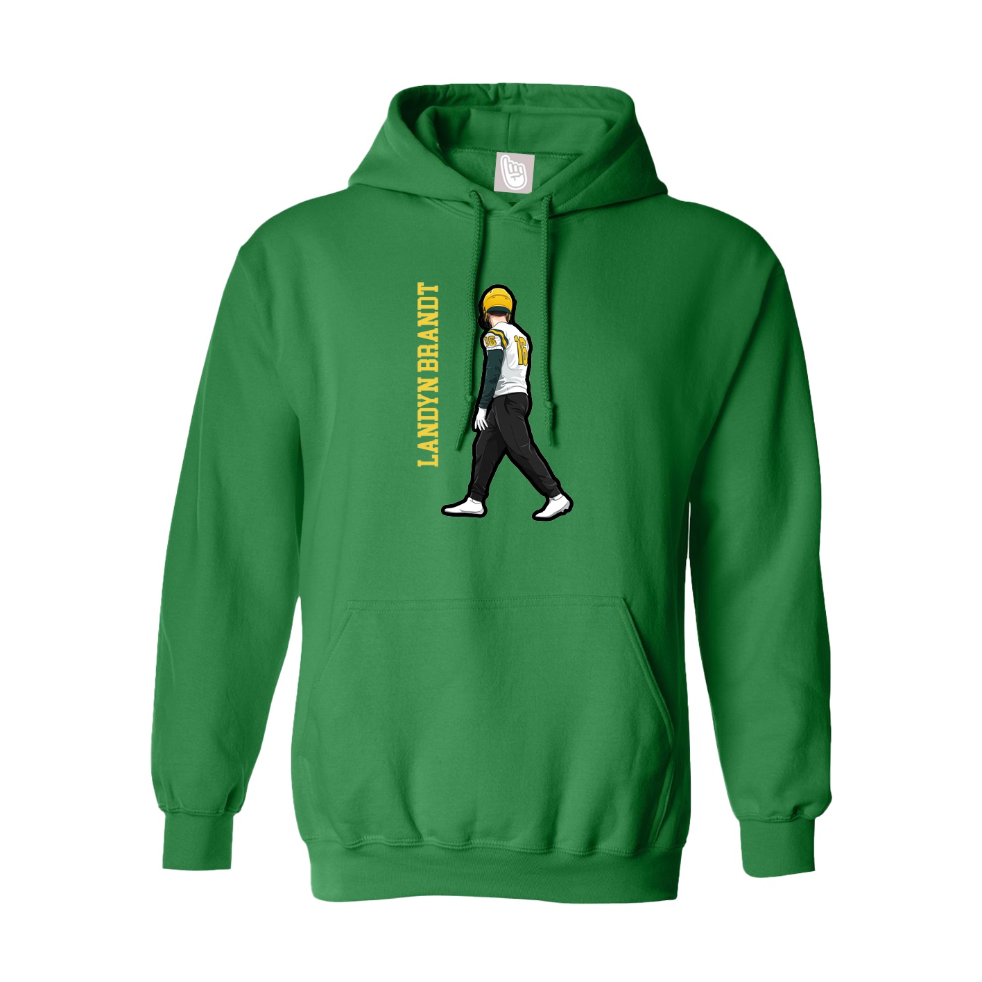 Youth Hoodie — Name Vertical in Green