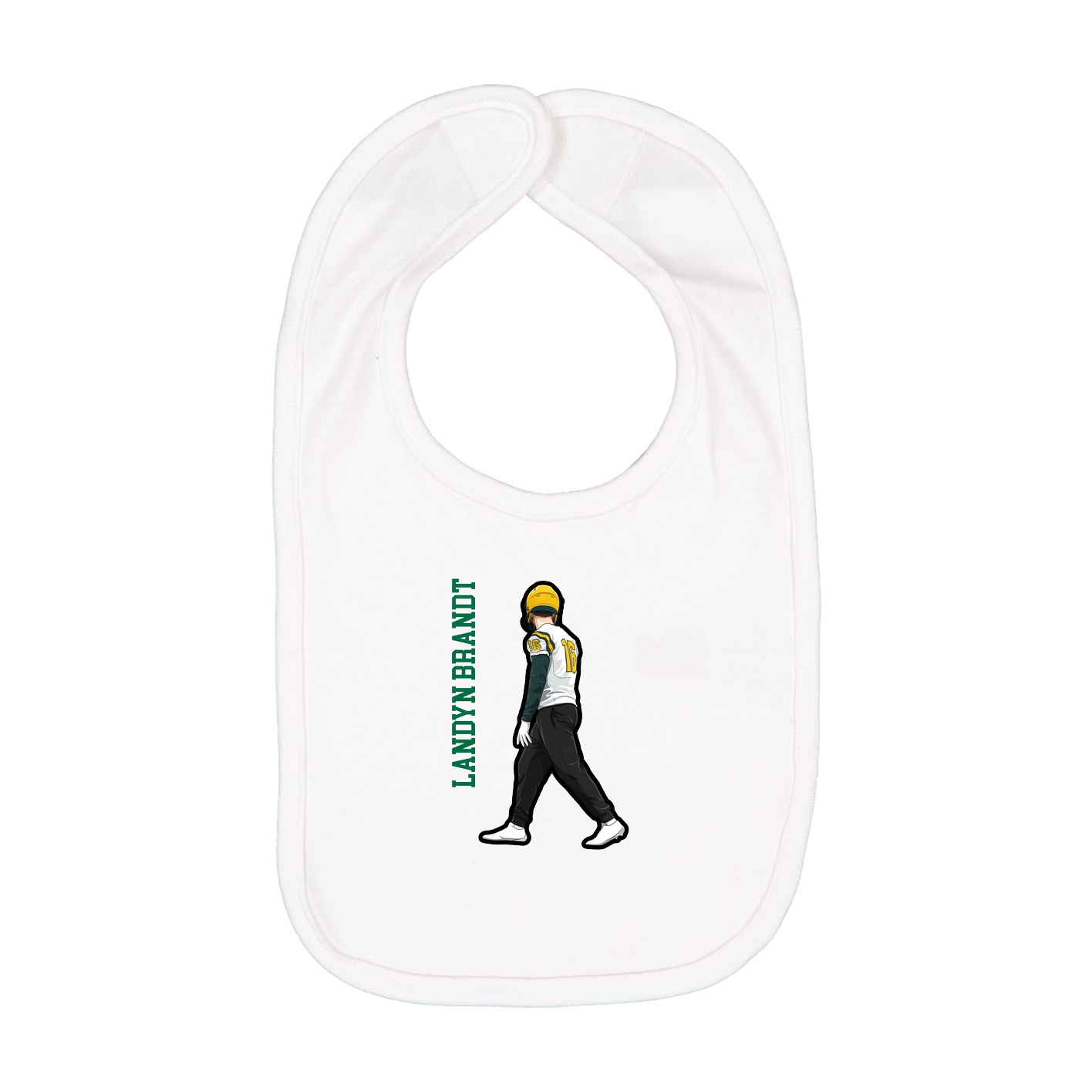 Infant Bib — Name Vertical in White