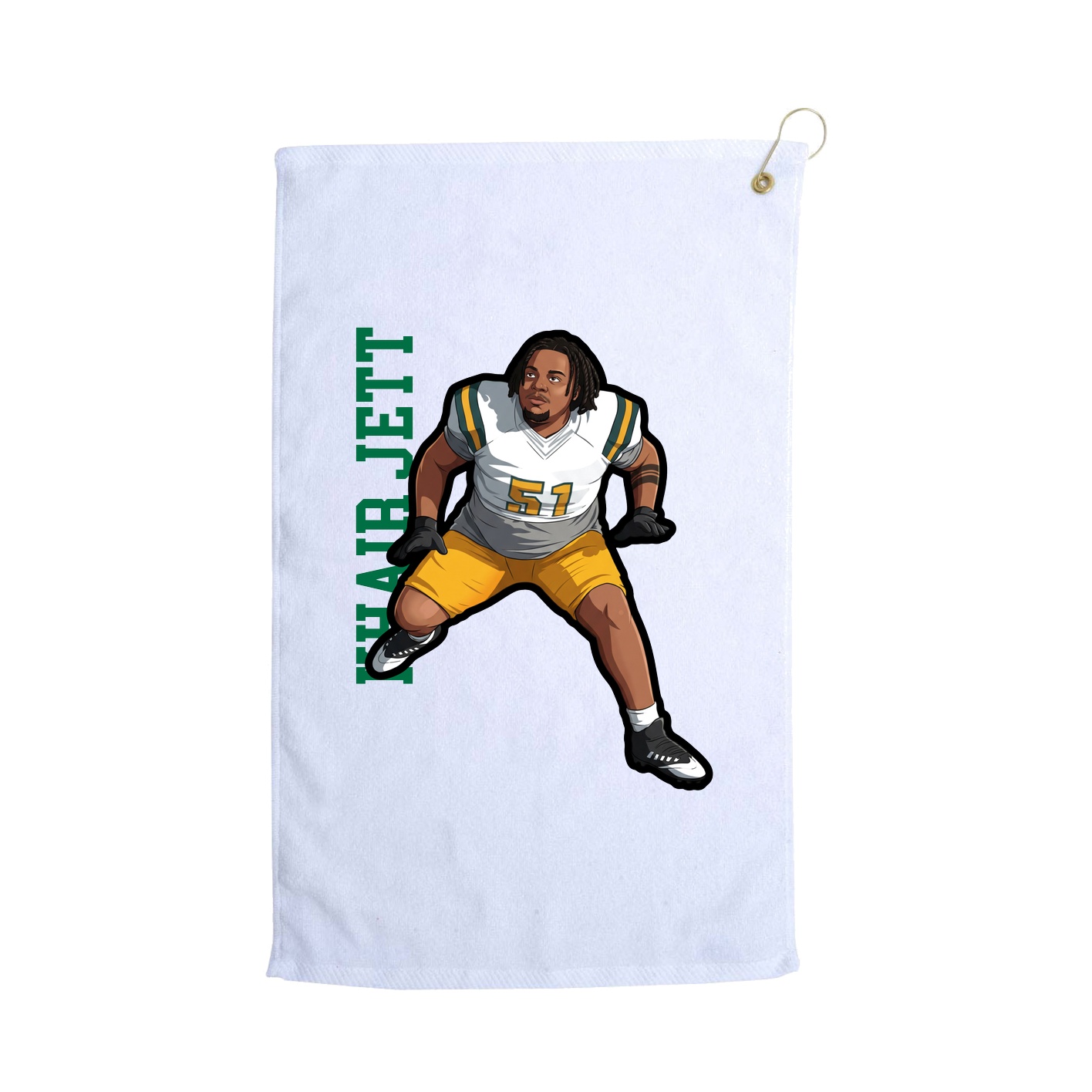 Golf Towel — Name Vertical in White
