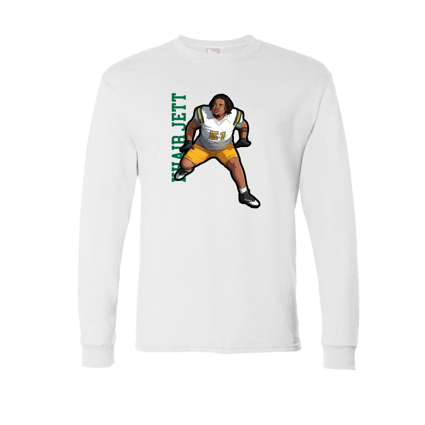 Long Sleeve Tee — Name Vertical in White