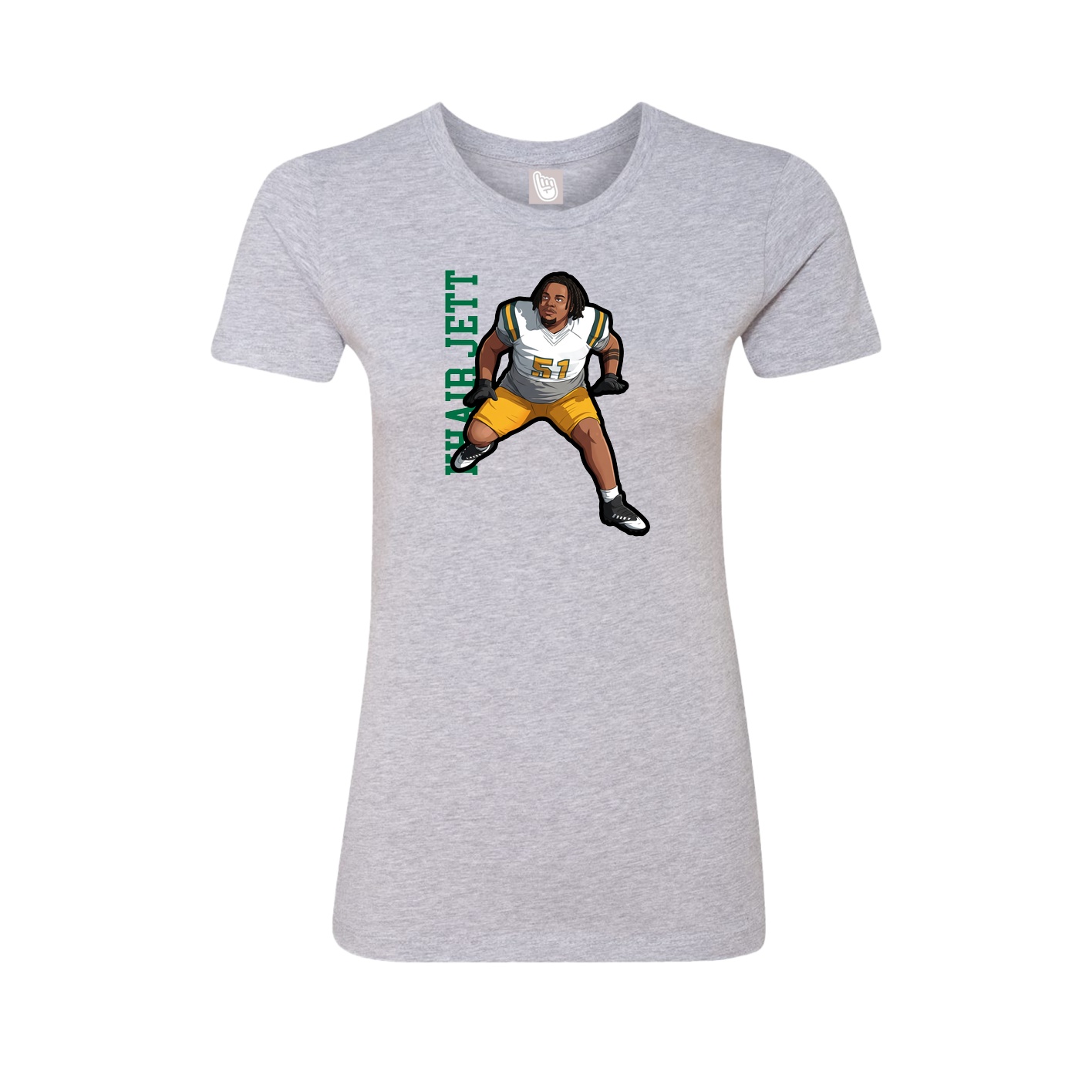 Fitted Women's Tee — Name Vertical in Grey