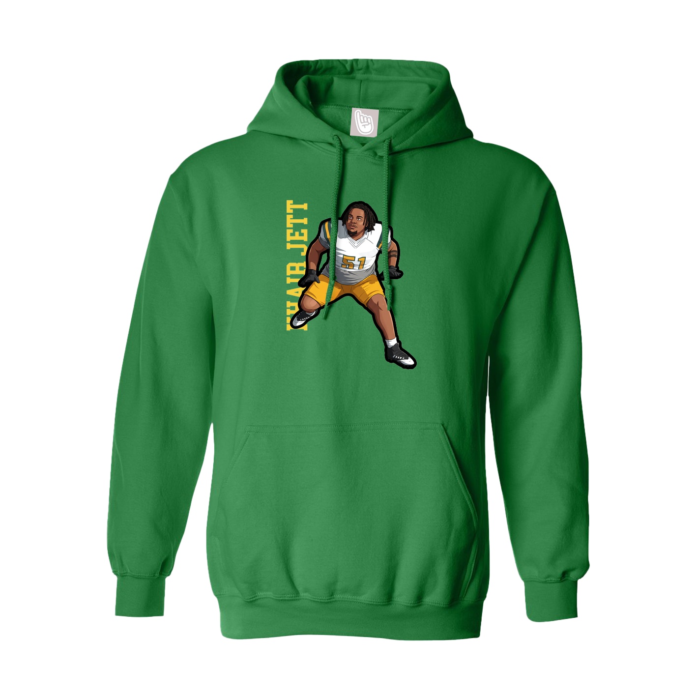 Youth Hoodie — Name Vertical in Green