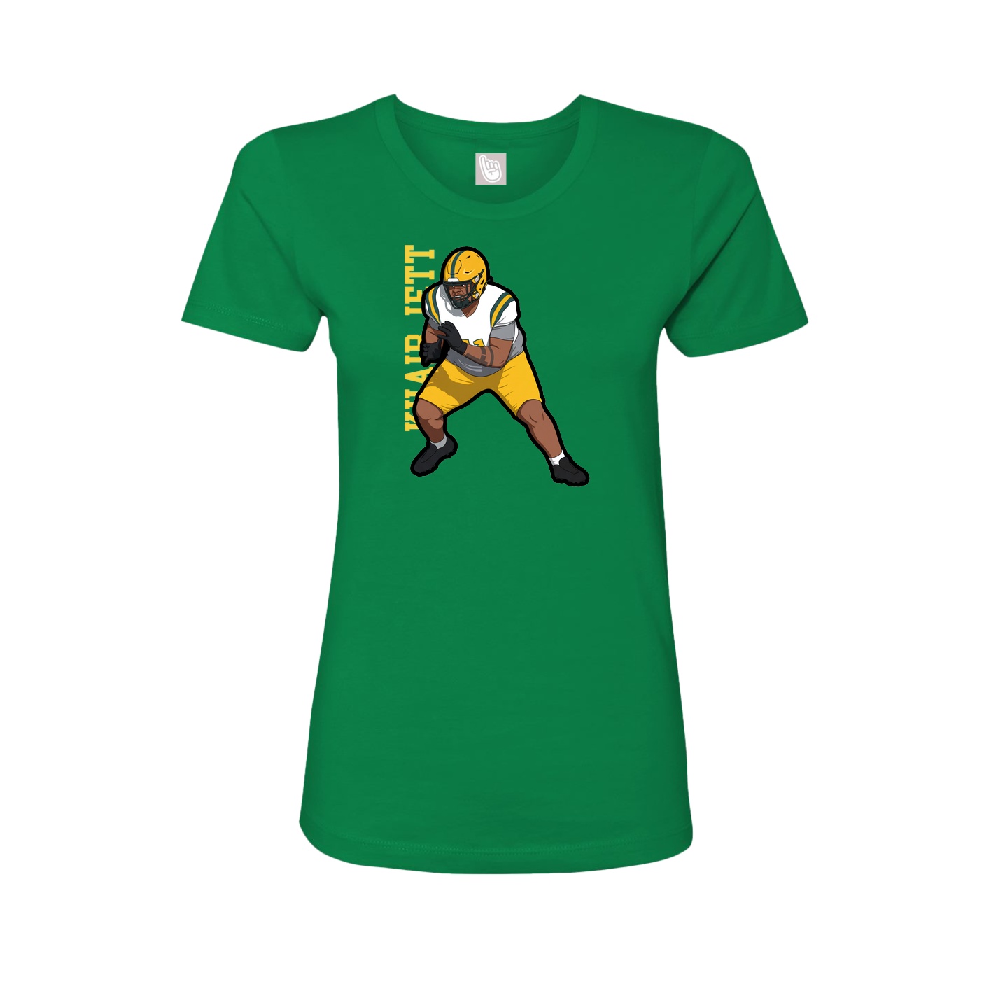 Fitted Women's Tee — Name Vertical in Green