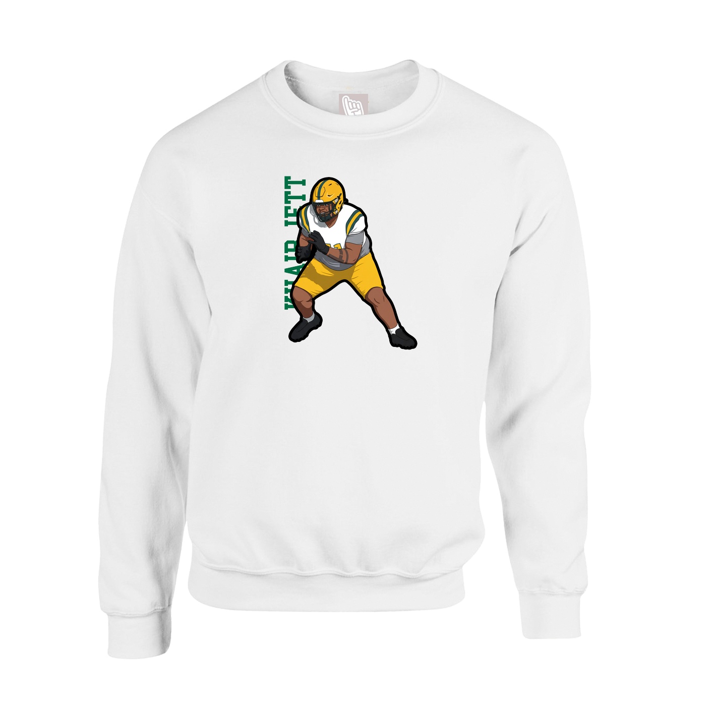 Fleece Crew — Name Vertical in White