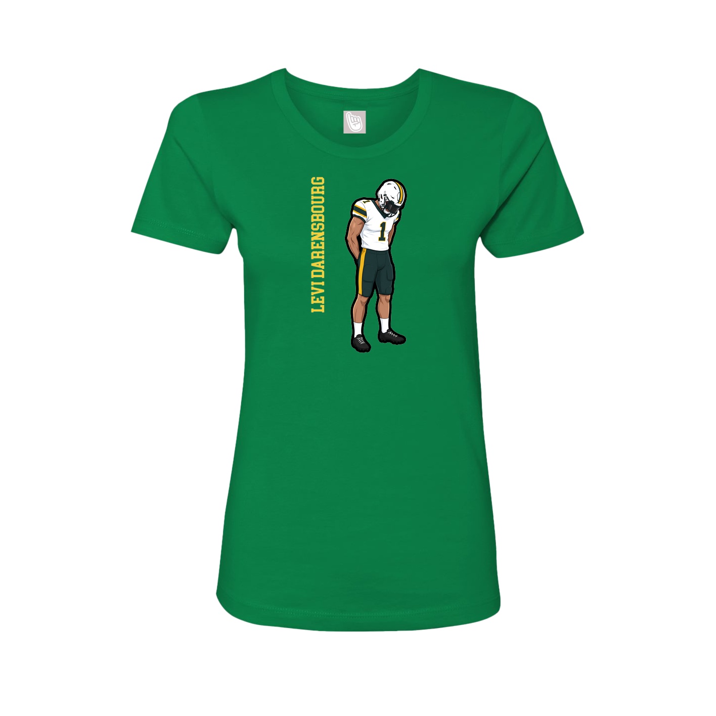 Fitted Women's Tee — Name Vertical in Green