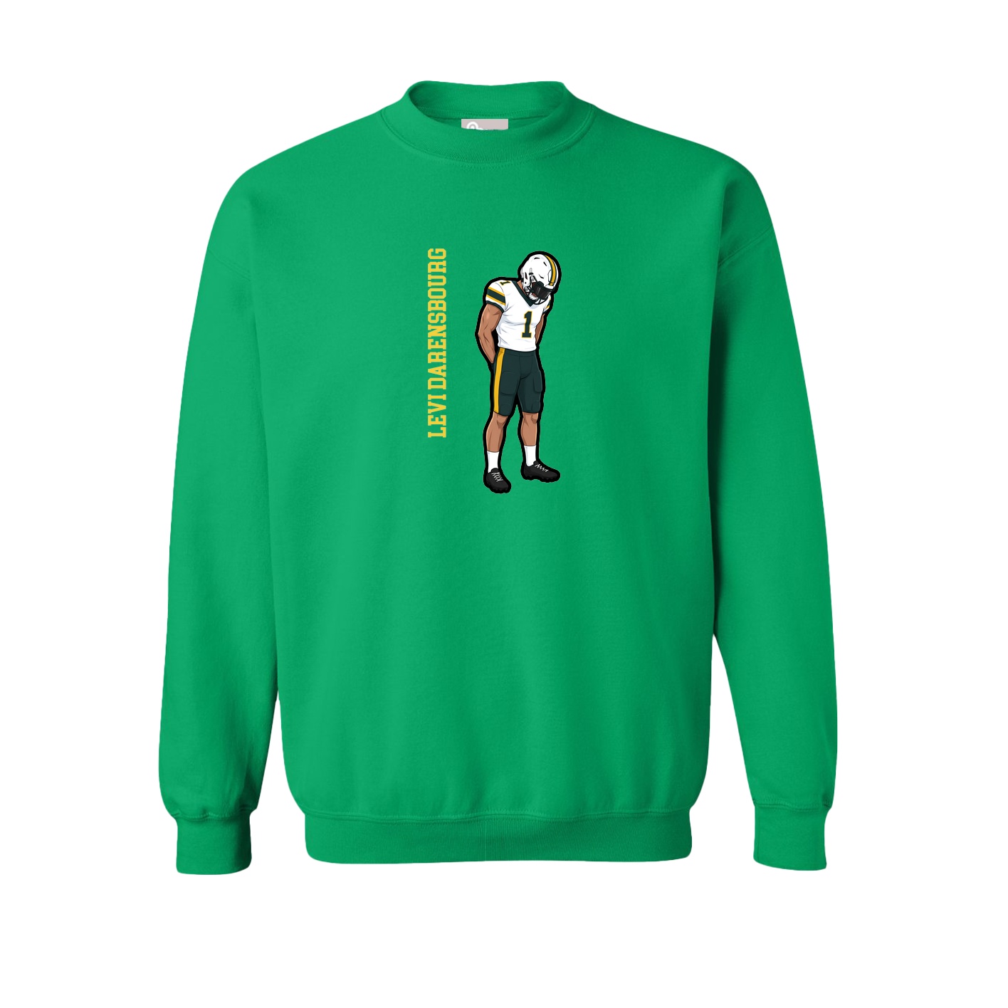 Fleece Crew — Name Vertical in Green