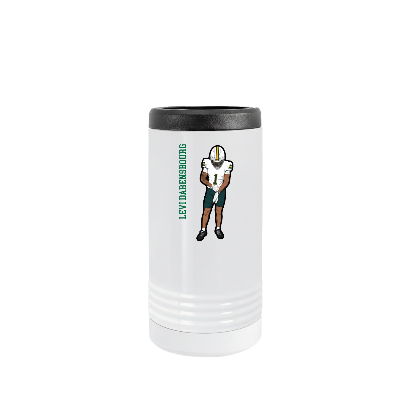Slim Beverage Holder — Name Vertical in White