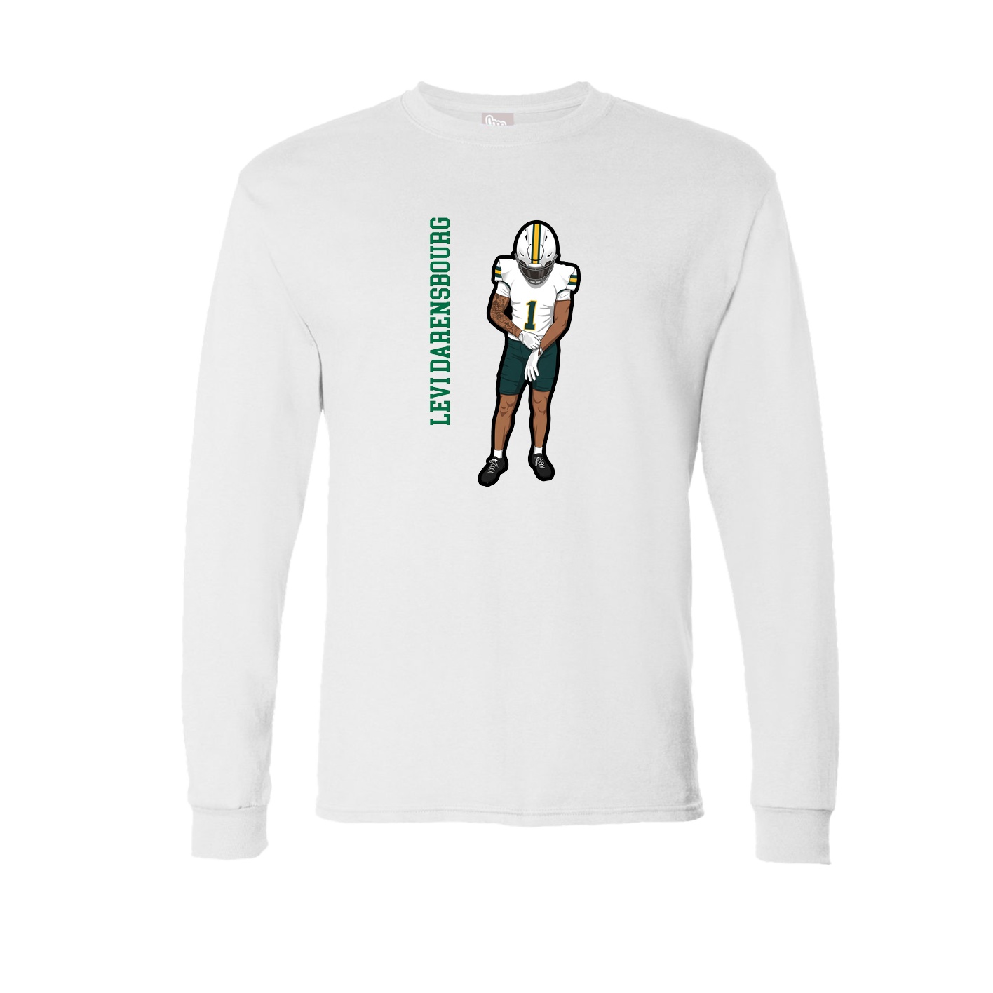 Long Sleeve Tee — Name Vertical in White