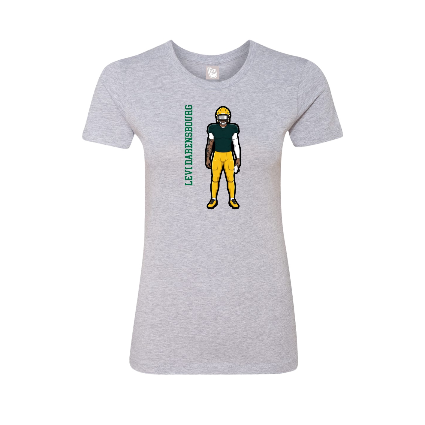Fitted Women's Tee — Name Vertical in Grey
