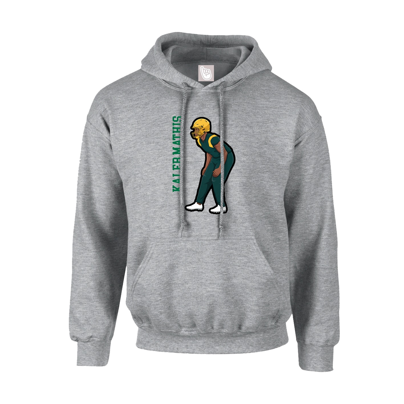 Youth Hoodie — Name Vertical in Grey