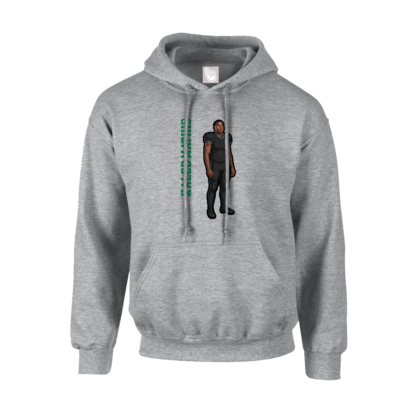 Hoodie — Name Vertical in Grey
