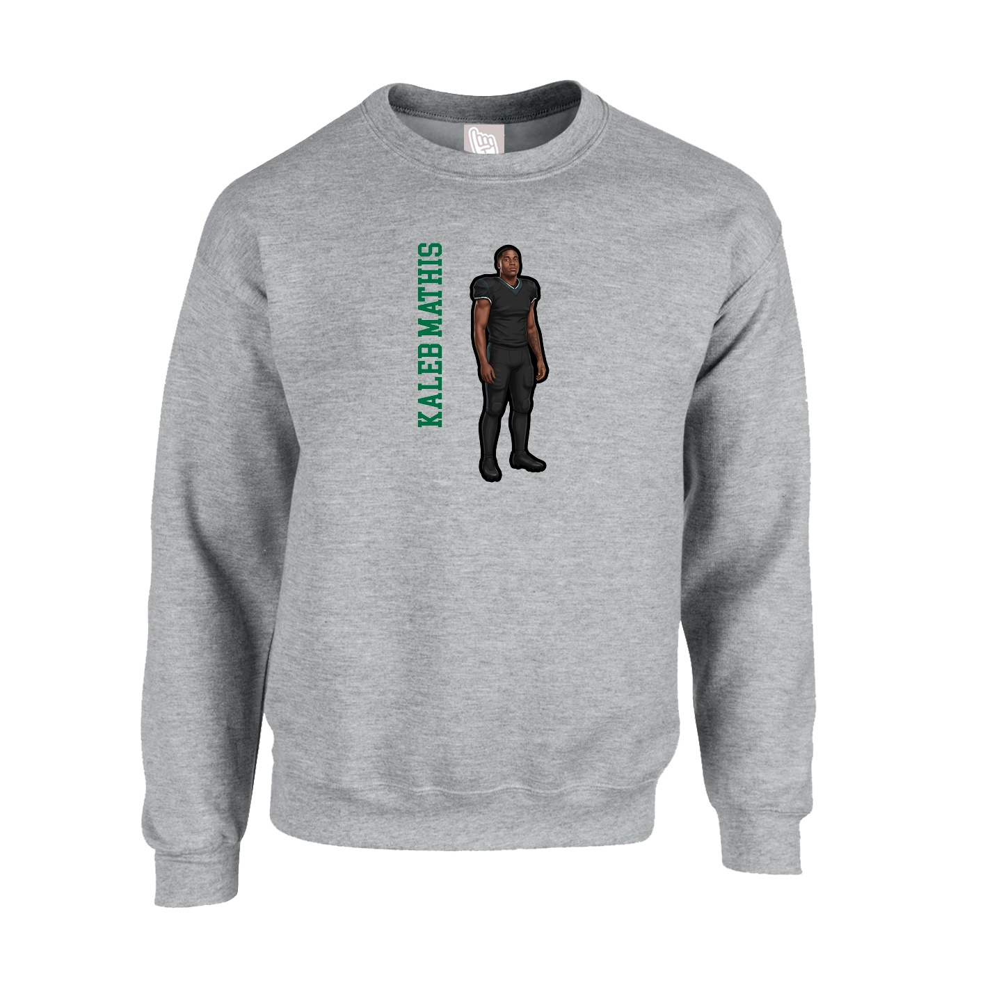 Fleece Crew — Name Vertical in Grey